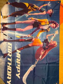 K-pop Demon Hunters Birthday banner and pen