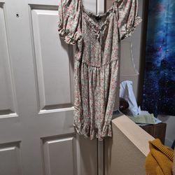 Light Green Dress With Orange And Yellow Flowers