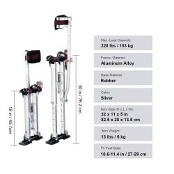 18"-30" Adjustable Aluminum Drywall Tool Stilts, Durable Non-Slip Work Stilts with Protective Knee Pads, for Sheetrock Painting, Taping, Walking, Silv