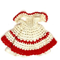 Vintage Barbie Red & White Hand-crocheted Dress