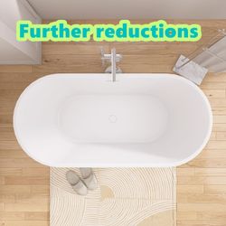 67 inch Freestangding Bathtub,Bath Tub, Soaking Tub – Oval Acrylic Bathtubs Clearance Sale