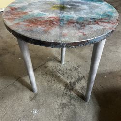 Homemade Kids Nightstand with Cosmic Epoxy Patter