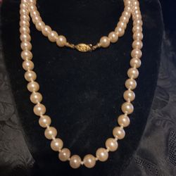36” Vintage Sterling (G.Silver) Pearl Necklace…PAT.P