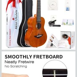 Ukulele, AKLOT Concert Ukelele Solid Mahogany 23 inch for Professional Beginners Adults Kit with Free Online Courses and Uke Accessories, AKC23