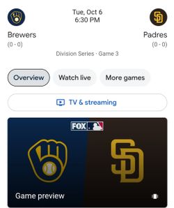 2 TICKETS 2026 SAN DIEGO PADRES Vs Brewers - Tuesday 6 October - Gallagher PATP $200
