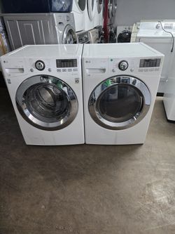 LG front load heavy duty large capacity washer and dryer.