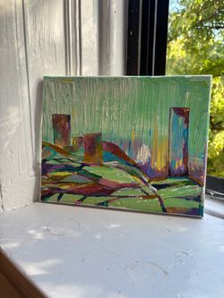 Original Abstract Cityscape Painting on Canvas