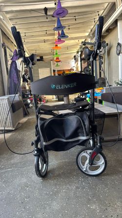 ELENKER Upright Walker, Stand Up Folding Rollator Walker