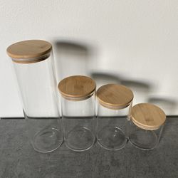 Glass Kitchen Canisters with Airtight Bamboo Lid - Glass Storage Jars 