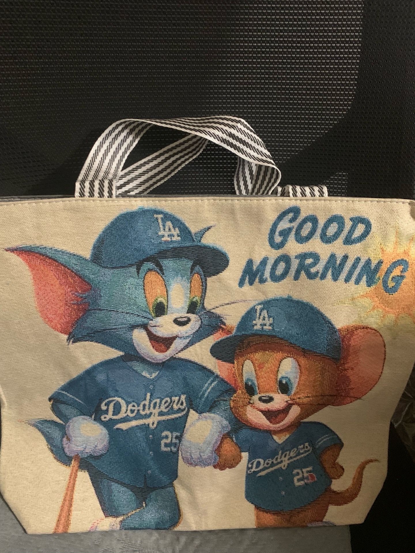 Tom & Jerry Los Angeles Dodgers tote bag