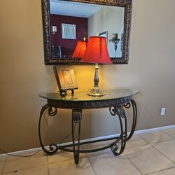 Sofa Table With Mirror And Lamp