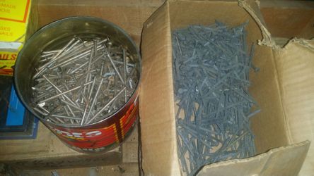 Giant box of various types of nails and screws. 50 plus pounds. Brand new