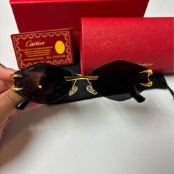Luxury Gold and Black Rimless Sunglasses
