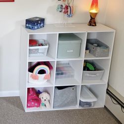 Cube Bookshelf White Wooden 