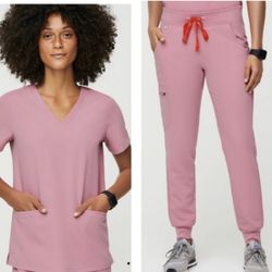 Worn Twice Figs Scrub Set In Chalk Pink