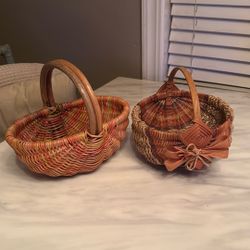 Vintage Boho Wicker And Hand Woven Baskets 