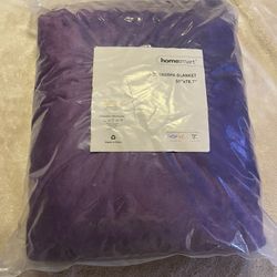 Brand New Royal Purple Thick Warm Flannel Sherpa Blanket 59”x78.7”