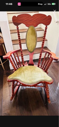 Antique Victorian Rocking Chair with Upholstery