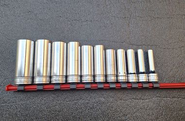 Snap-on 11 pc 3/8" Drive 6-Point SAE Deep Socket Set