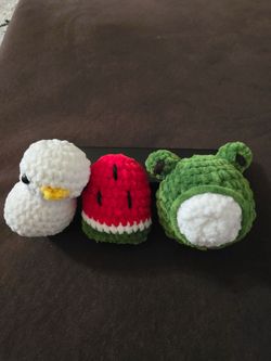 Crochet duck,watermelon & frog