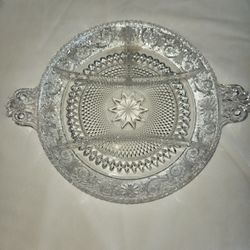 Vintage Glass W/ 4 Section Serving Dish