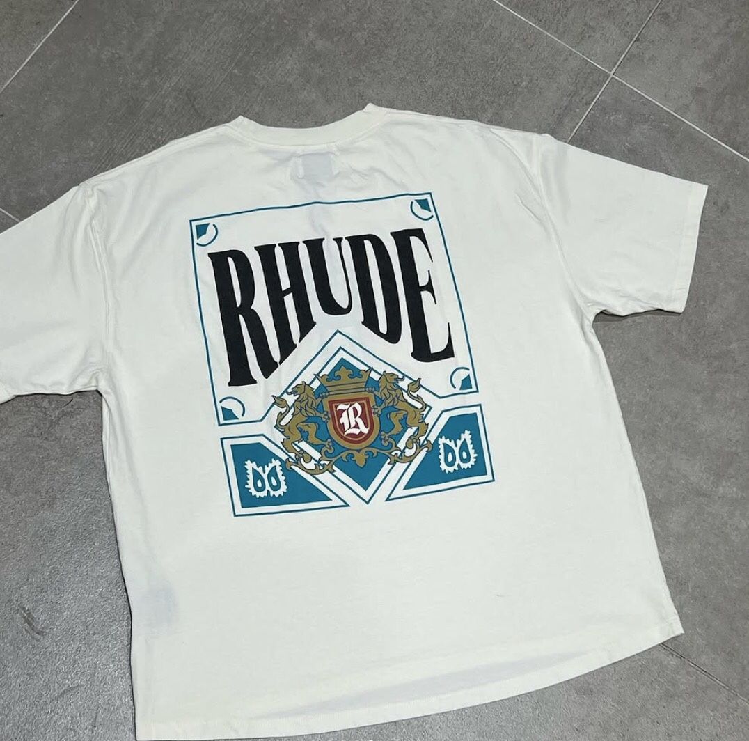 Rhude Tee Shirt Denim Top Small S Chrome Black Tears Hoodie Off White Angels Hearts Palm Card Top