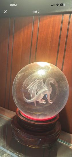 6 inch crystal ball with dragon inside super cool item mint condition