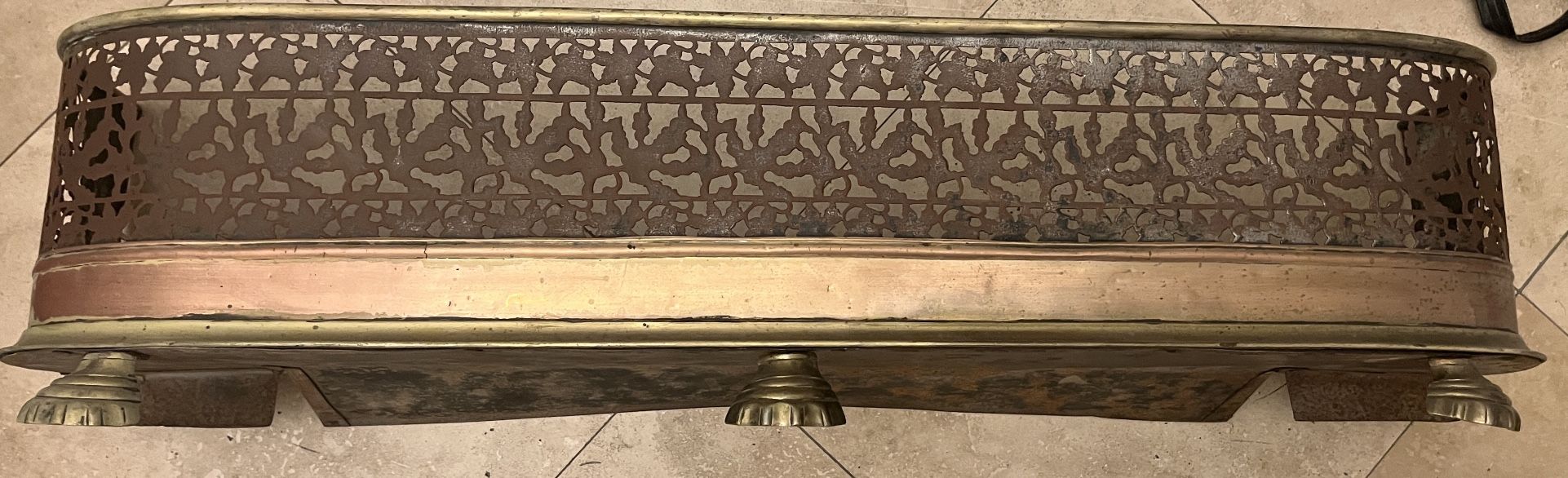 Antique Brass Copper And Metal Fireplace Fender