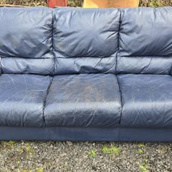 Blue Leather Couch 
