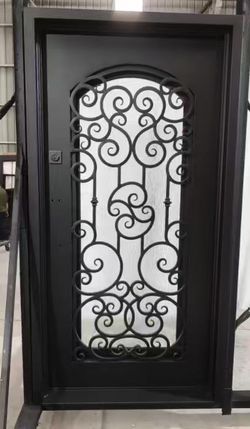 36x80 wrought iron door with openable window