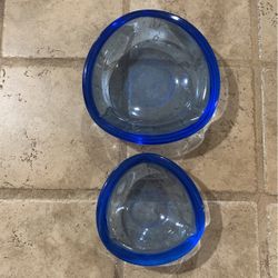 MCM Blue Glass Ashtrays