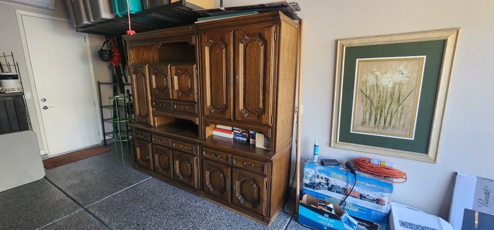 Sectional Breakfront Cabinet, Solid Oak