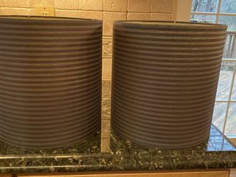 Pair Of Gray Stripe Lamp Shades