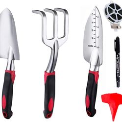 Garden Tool Set, 10 Pcs Gardening Hand Tools Heavy Duty Cast Gardening Tools Gardening Kit Includes Hand Garden Shovel, Transplant Trowel, Cultivator