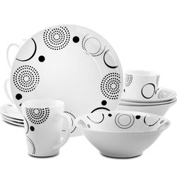 Gibson Home Modern Times 12-Piece Fine Ceramic Dinnerware Set. $12.99