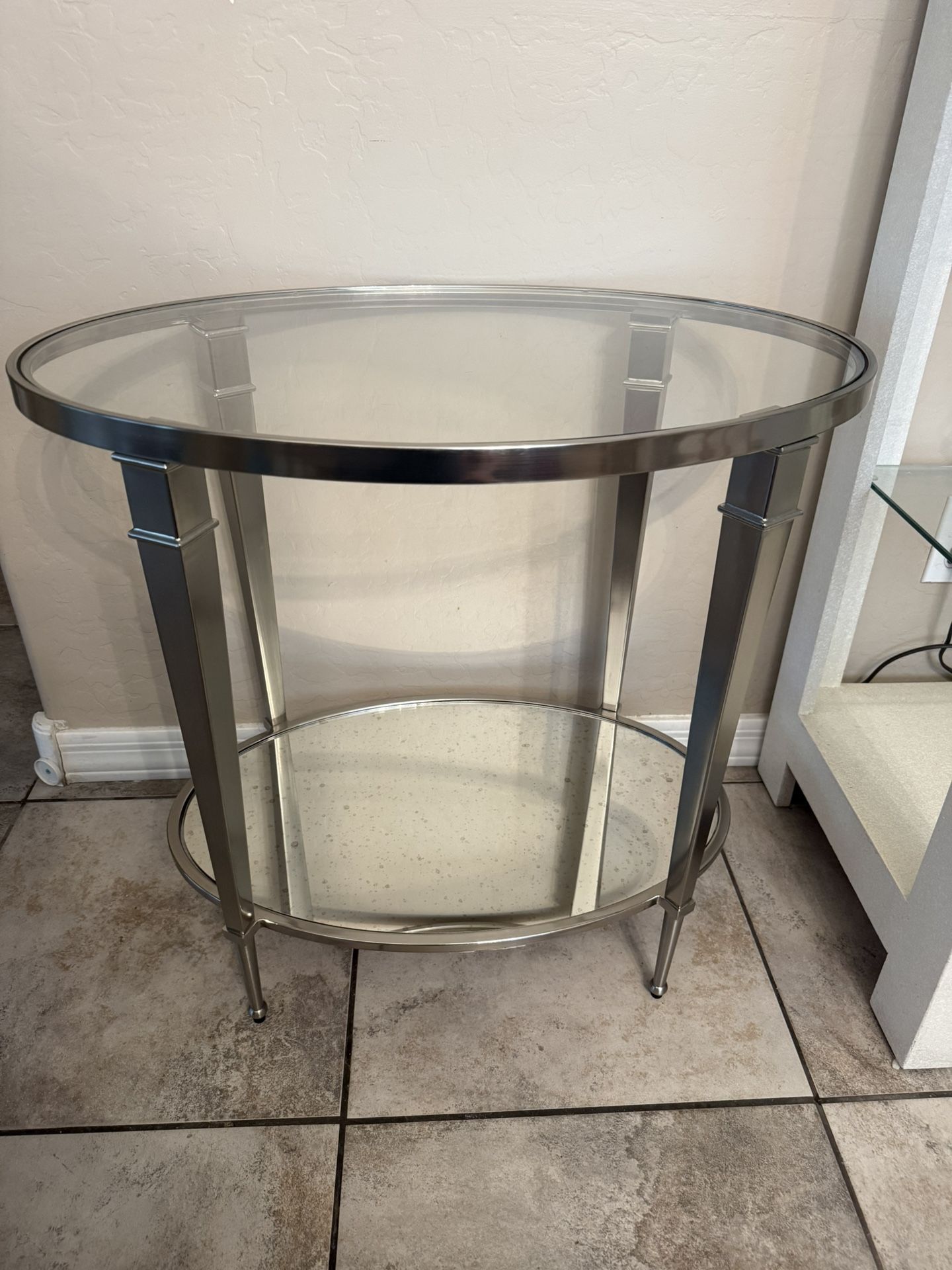Oval Glass End Table