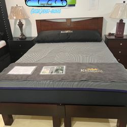 Grey Luxury Bed Frame All Wood With Headboard Compressed 
