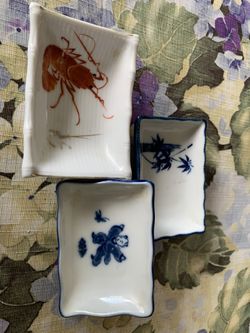 VTG Oriental Porcelain Small, Rectangular Plate For Soy Sauce