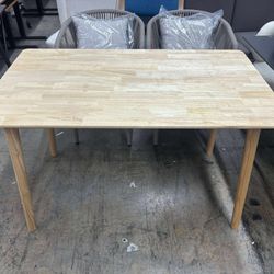 47" Malaysian Oak Rectangular Wooden Dining Table/Solid Wood Kitchen Desk (Natural Oak)（small scratch)