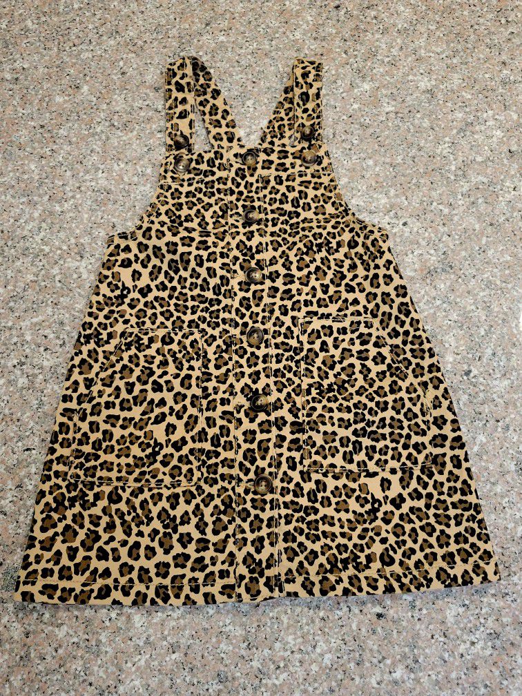 Wonder Nation Girl Cheetah Print Overall Dress 4T