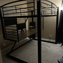 Full size bed with mattress and desk Space