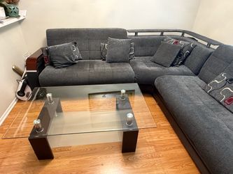 Couches and Glass Coffee Table Set