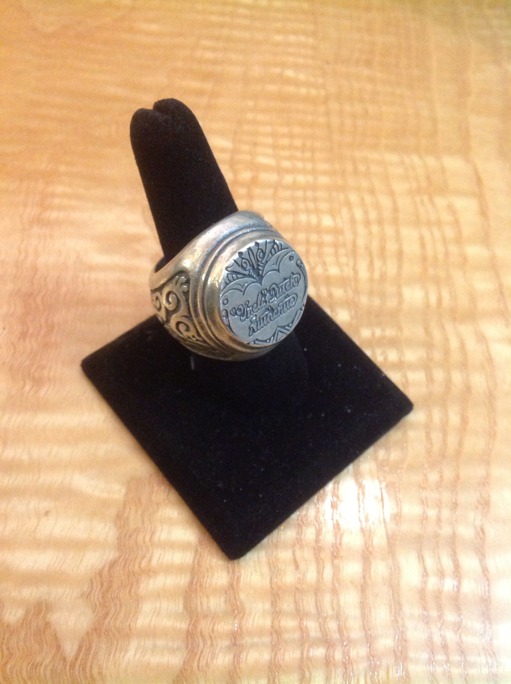 Large "Uncle Dutch Authentic" 925 Sterling Silver Signet ring Size 11.5