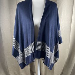 Cabi Poncho Double Sided Cream /Blue  M/L