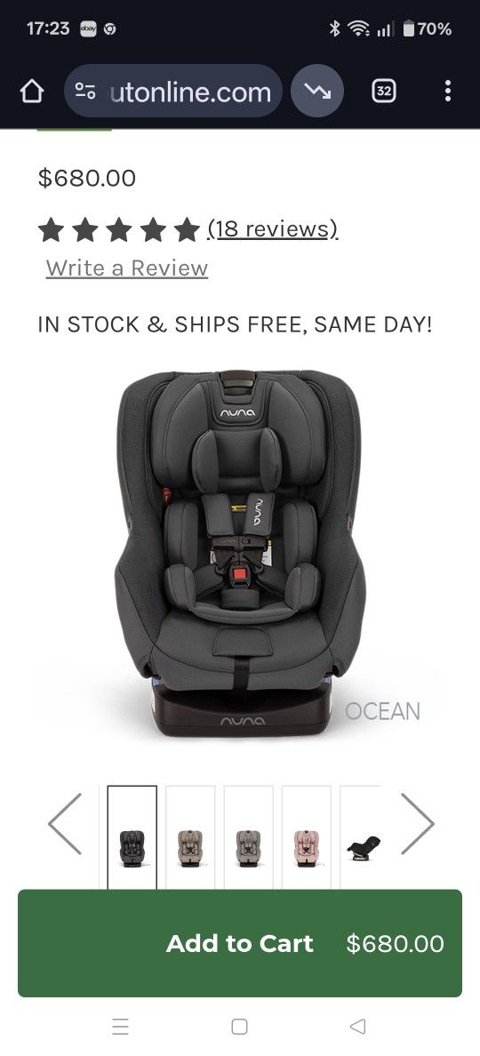 Nuna
  CV 05103CVR  Convertabl Car Seat ..Retail 600$ Plus