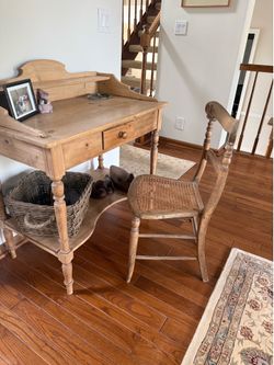 Antique Wood Open Back Chair