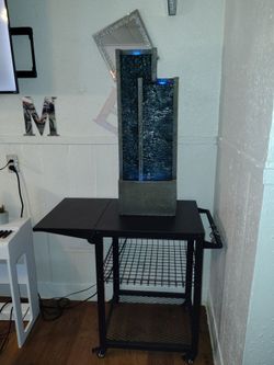 35.4"H Waterfall Fountains & Metal Food Cart (Buy Separately or Together)