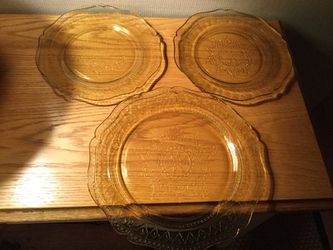3 Depression Era Glass Plates with Scalloped Edges
