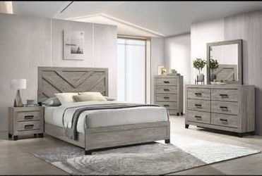 New 5-Piece queen Bedroom Set for Sale!  . Bed Frame • Dresser • Mirror • Mattress • Box Spring  for payment we accept cash or zelle  financing availa