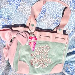 New Pink Green Juicy Couture Purse Daydreamer Tote Bag Handbag Ice Cream Charm